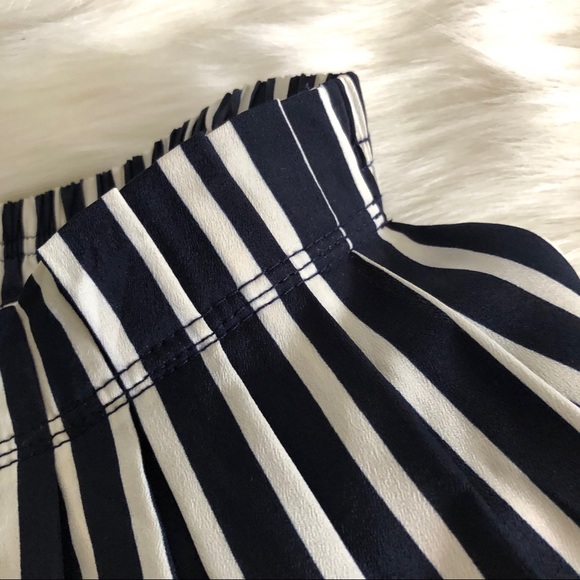 🆕 J Crew Pleated Midi Stripe Skirt Navy & White - Picture 6 of 16